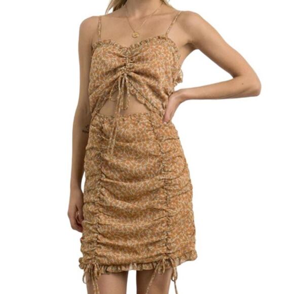ILLA ILLA Small Dress Floral Orange Summer Cutout Ruffle Coquette Mini Victorian - Picture 1 of 12